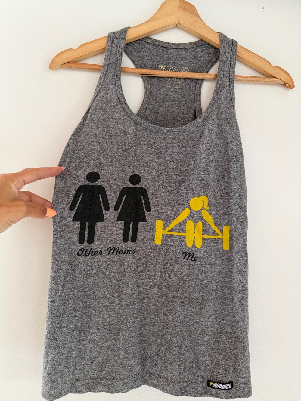 Gray Tank with Black & Yellow Fitness Graphic